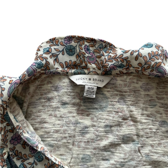 Lucky Brand Floral Ruffle Cap Sleeve Blouse – Size M - Picture 4 of 5
